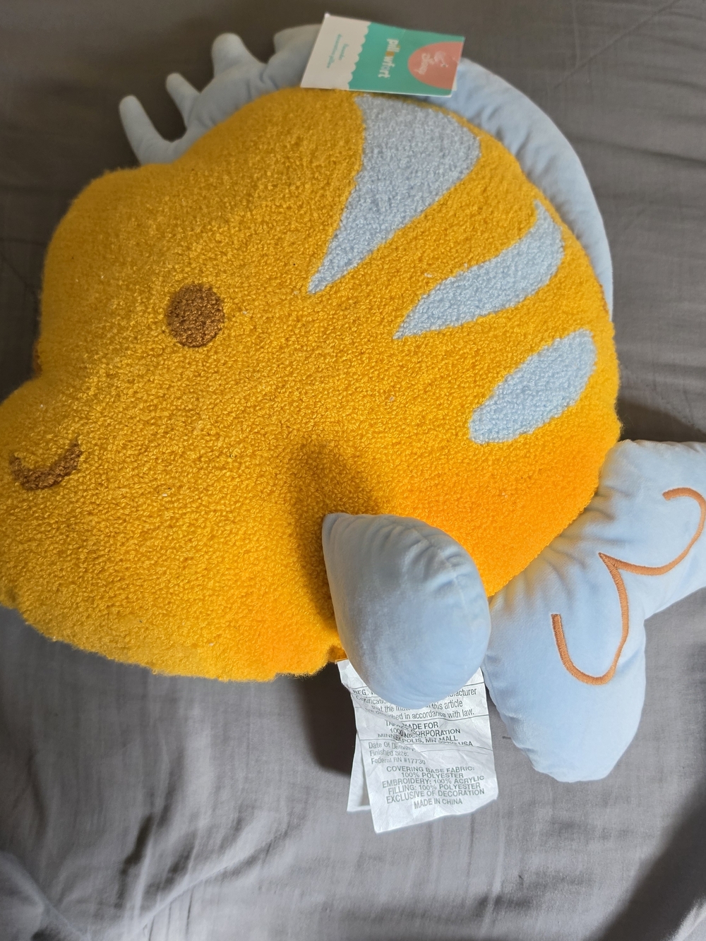 Disney Yellow & Light Blue Flounder Pillowfort Decorative Pillow
